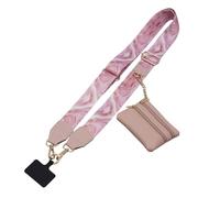 Multi-Function Phone Lanyard with Wallet - Adjustable Crossbody Strap for Hands-Free Carrying, Secure Storage for Cards & Cash (02Deep Pink Printing)