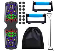 Multi Function Push Up Exercise Board Set with Handle, Portable Foldable Home Gym Resistance Bands Non-Slip Stickers & Storage Bag. Targets Chest Back Shoulders & Triceps