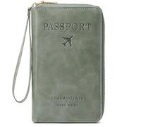 Multi-Function RFID Travel Passport Wallet with Phone Pocket - Ultimate Passport Holder for Women & Men | Holds Phones, Passports, Cash, Cards & Boarding Passes, Green, Morden