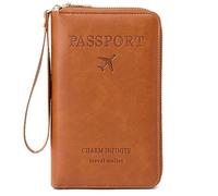Multi-Function RFID Travel Passport Wallet with Phone Pocket - Ultimate Passport Holder for Women & Men | Holds Phones, Passports, Cash, Cards & Boarding Passes, Brown, Morden