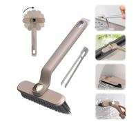 Multi-Function Rotating Crevice Cleaning Brush Crevice Gap Cleaning Brush Hard Bristle Crevice Cleaning Brush with Handle Groove Window Gaps Cleaning Brush Crevice Cleaning Tool for Corners (Grey)