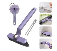 Multi-Function Rotating Crevice Cleaning Brush Crevice Gap Cleaning Brush Hard Bristle Crevice Cleaning Brush with Handle Groove Window Gaps Cleaning Brush Crevice Cleaning Tool for Corners (Purple)