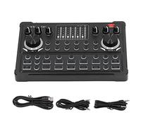 Multi Function Sound Card, DSP Noise Reduction LED Breathing Light Display Live Streaming Voice Changer Sound Board, Dual Channel for Live Singing, Mobile Phones, Computers