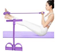 Multi-Function Tension Rope - 4 Tube Resistance Bands with Handles - Sit Up Exercise Equipment Home Gym Tummy Trainer for Men Women (Purple)