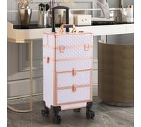 Multi-functional 4 in 1 Cosmetic Trolley Case with Detachable Beauty Storage Box