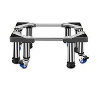 Multi-functional Adjustable Base,Fridge Trolley Wheels Floor Trays Length 65-80cm/25.6-31.5in Width 36-55cm/14.2-21.7in,4 legs 4 double wheels Stainless Steel(Total height:7.9in)