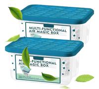 Multi-Functional Air Magic Box, 2 Pack Indoor Air Purification Dust Removal Cleaner, Automatic Dust Collection with Moisture-Proof, Long-Lasting Air Freshener, 13x10x7cm (Blue)