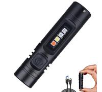 Multi-Functional Aluminum Alloy Mini Flashlight, Magnetic Small LED Torches, Super Bright Mini Torch with 6 Modes, Rechargeable LED Torch Flashlight with Pocket Clip,Waterproof Pocket Light (Black)