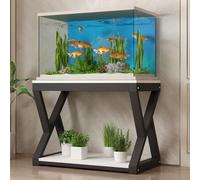 Multi-Functional Aquarium Stand, Versatile Storage, Two-Tier, Height: 72 Cm / 28.3 Inches, Ideal For Living Rooms And Balconies(Black+White,23.6x11.8in)