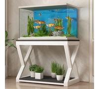 Multi-Functional Aquarium Stand, Versatile Storage, Two-Tier, Height: 72 Cm / 28.3 Inches, Ideal For Living Rooms And Balconies(White+Black,31.5x11.8in)