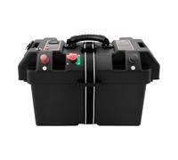 Multi-Functional Battery Box/Leisure Battery Box with Fixing Strap and Dual USB Ports, Suitable for RVs, Caravans, Campers, Dimensions, 44 × 24.5 × 27 cm