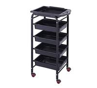Multi-Functional Black Kitchen Trolley 5-Tier Rolling Cart with Drawer 15kg Capacity for Beauty Salons Storage Solution 44x30x80cm Versatile Utility Cart