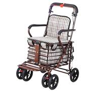 Multi Functional Cart for Elderly Assistive Walker Foldable Shopping Cart Push and Sit Scooter Space Saving with Casters