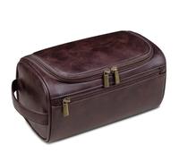 Multi-Functional Cosmetic Bag Hanging Toiletry Bag PU Leather Multicolor(Coffee-25x13x13cm)
