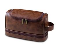 Multi-Functional Cosmetic Bag Hanging Toiletry Bag PU Travel Cosmetic Organizer Multicolor(Red Brown)