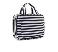 Multi-Functional Cosmetic Bag Hanging Toiletry Bag Travel Organizer Black & White 11x3x7.4 Inch(White)
