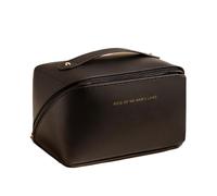 Multi-Functional Cosmetic Bag Large Space Lightweight Travel Cosmetic Bag PillowWaterproof PU Leather Dry-Wet Multicolor(Black)