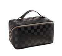 Multi-Functional Cosmetic Bag Travel Cosmetic Bag Large Space PU LeatherWaterproof Pillow Dry-Wet Lightweight Multicolor(Black)