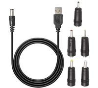 Multi Functional DC Adapter Kit, 1.1M Long DC to USB Cable, 2.5x0.7mm, 3.5 x1.35mm, 4.0x 1.7mm, 5.5x 2.5mm, 3.0 x1.0mm Connectors