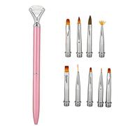 Multi Functional Detachable Gel Pen Nail Painting Drawing Pen, Professional Nail Art Pen with 9 Replaceable Heads, Soft Brush for Flower Pattern Drawing Carving, Ergonomic Handl (Pink)