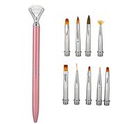Multi Functional Detachable UV Gel Pen, Nail Art Painting Pen with 9 Replaceable Tips, Soft Bristle Dotting Brush for Flower Design, Ergonomic Handle for Salon and Home (Light Pink)