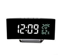 Multi Functional Digital Alarm Clock with Curved Screen and Temperate Display for Offices (White+Green)