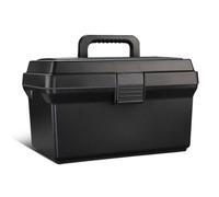 Multi-Functional Double-Layer Tool Box for Storage, Large Plastic Hardware Tool Storage Box for Electrician Maintenance with Independent Parts Compartment, Black and Red F