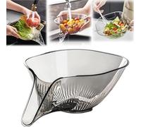 Multi-Functional Drain Basket, Transparent Duckbill-Shaped Drain Basket, Rice Panning Basket with Drainage Insert,for Vegetables, Fruits, Pasta and Other Food (Gray-1pcs)
