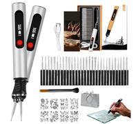 Multi-Functional Electric Engraving Pen Kit, USB Cordless Rechargeable Engraver Pen with 3 Speed, Metal, Ceramic, Wood,Glass Etching Kit, Mini DIY Engraving Rotary Tool (2PCS-E)