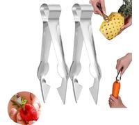Multi-Functional Fruit and Vegetable Stem Remover Clip, Strawberry Huller Stem Remover, Pineapple Eye Remover Tool, Tweezers Peeler for for Fruit and Vegetable (2pcs)