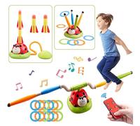 Multi-Functional Game Sports Machine, Kid Ladybug Fitness Machine Toy,Obstacle Course/Stomp Rocket Launch/Ring Toss/Musical Jump Toys with Remote Control, Outdoors Toys for 3-8 Years Boys Girls