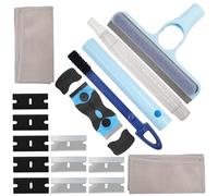 Multi-functional Glass Scraper & Sprayer 3-in-1 Window Cleaning Tools Kit, Home Window Squeegee, Mirror and Bathroom Cleaning Brush, Gray Super Fiber Cloth