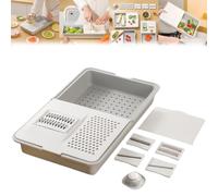 Multi-Functional Grater & Drainer Cutting Board, 6 in 1 Cutting Board with Containers Lids and Graters, Removable Chopping Board Built in Grater Drainer