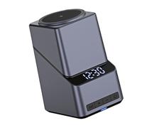 Multi-Functional Induction Charging Stand With Time Display 15W Power Hub For Smartphone Wearable And Buds Charging Station For Multiple Devices