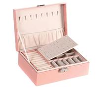 Multi-Functional Jewelry Box PU Leather Casket Double Layer Large Capacity Storage Case For Rings Earrings Necklace For Necklaces,Earrings