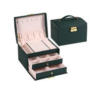Multi functional jewelry storage box, Multi-functional Three-layer Leather Drawer-style Jewelry Box Earrings Lock(3)