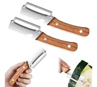 Multi-Functional Julienne Peeler - Easy Peelers, Julienne Vegetable Peeler with Wooden Handle and Bottle Opener, for Easy Potato, Fruit & Veggie Peeling (2PC)