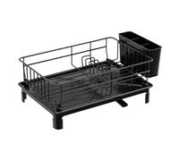 Multi-Functional Kitchen Organizer: Countertop & Cabinet Dish Rack + Utensil Drainer Storage with Stackable Design(Black)