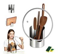 Multi-Functional Kitchen Utensil Holder, Thickened Stainless Steel Spoon & Lid Organizer Tool, Open-access Design Space-saving Kitchen Utensil for Counter Spatulas Spoons(1pc)