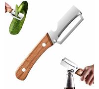 Multi-Functional Kitchen Vegetable Peeler,with Wooden Handle and Bottle Opener,2-in-1 Stainless Steel Pota to Peelers,for Fruit Veggie Pumpkin Papaya Zucchini (1pcs)