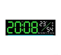 Multi-Functional LED Alarm Clock with Temperature Display, 99Min Countdown Timer, Adjustable Brightness Digital Table or Wall Clock for Home Office, ABS, 28x9x3cm(green)