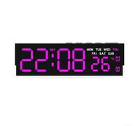 Multi Functional LED Wall Clock with Large Digit Display of Time, Temperature, Date, Day of Week and Alarm with Custom Brightness Settings (C)