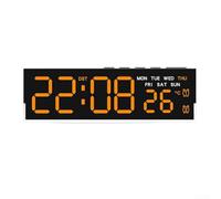 Multi Functional LED Wall Clock with Large Digit Display of Time, Temperature, Date, Day of Week and Alarm with Custom Brightness Settings (D)