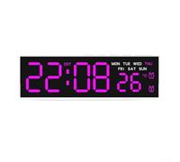 Multi Functional LED Wall Clock with Large Digit Display of Time, Temperature, Date, Day of Week and Alarm with Custom Brightness Settings (G)