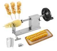 Multi-Functional Manual Spiral Potato Chip Machine, Stainless Steel Potato Tower Machine, Hand-Cranking Cyclone Tower Rotating with 2 Blades & Crank for Potatoes Zucchini Cucumbers