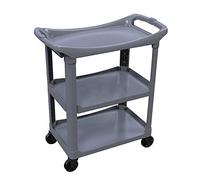 Multi-Functional Movable Hand Truck Storage Cart, 3-Tier Kitchen & Hotel Trolley for Aircraft Cabin, Plastic Linen Collection Cart, Gray, 111 x 52.4 x 94 cm