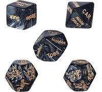 Multi Functional Multi-Faceted Acrylic Dice Set With 5 Black Dice And Clear Action Guide Models As A Couple Gift