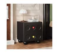 Multi Functional Nightstand with 2 Drawers Solid Wood Night Table & Heavy Duty Black Finish 40x40cm (15.7x15.7in) Perfect for Bedroom or Living Room
