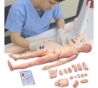 Multi-Functional Patient Care Simulator, 5.57FT Life Size Human Anatomy Model, CPR Simulator with Wound Modules, for Students Training Teaching Props