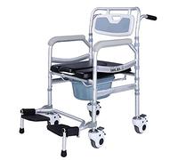 Multi-Functional Patient Lift Wheelchair, Collapsible Wheeled Shower Toilet Chair Manual Portable Wheelchair for The Elderly Incomplete People